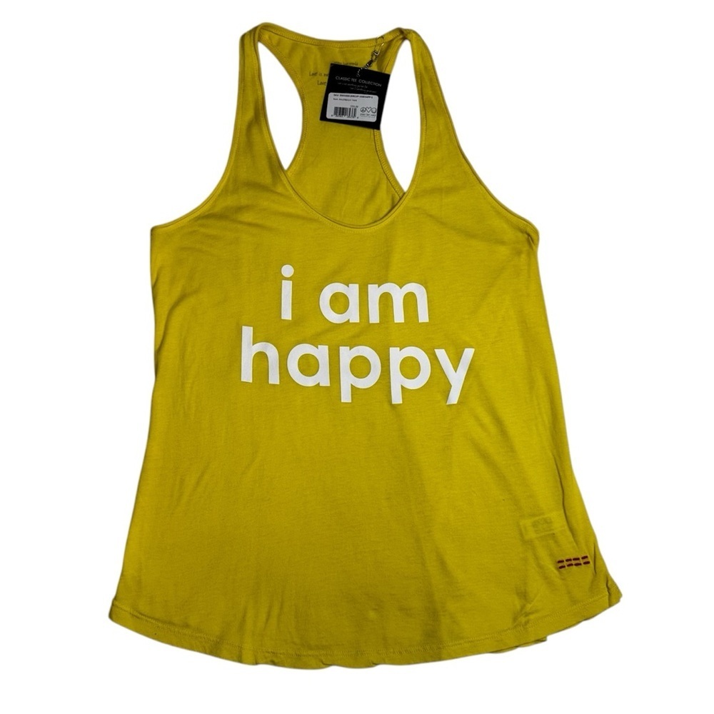 Peace Love World Yellow Tank Top 
Tee Shirt Size SM Racerback I am happy NWT - Picture 3 of 14